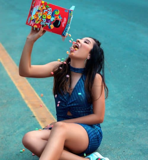 girl eating cereal