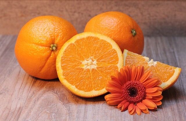oranges and a flower
