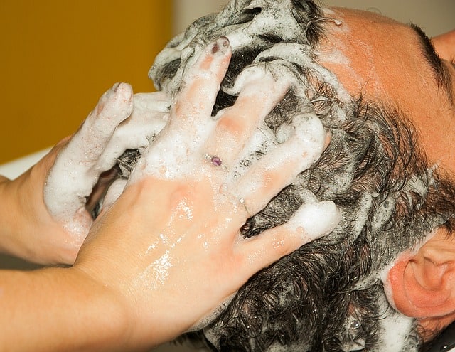 foaming shampoo in hair