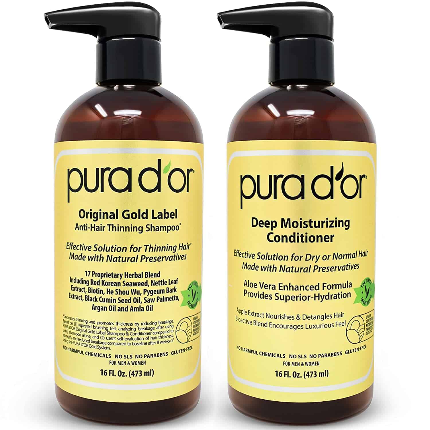 pura d'or shampoo and conditioner set