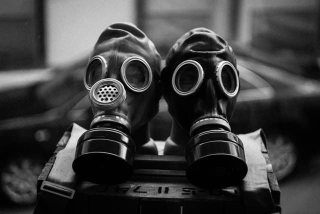 two gas masks to prevent toxicity